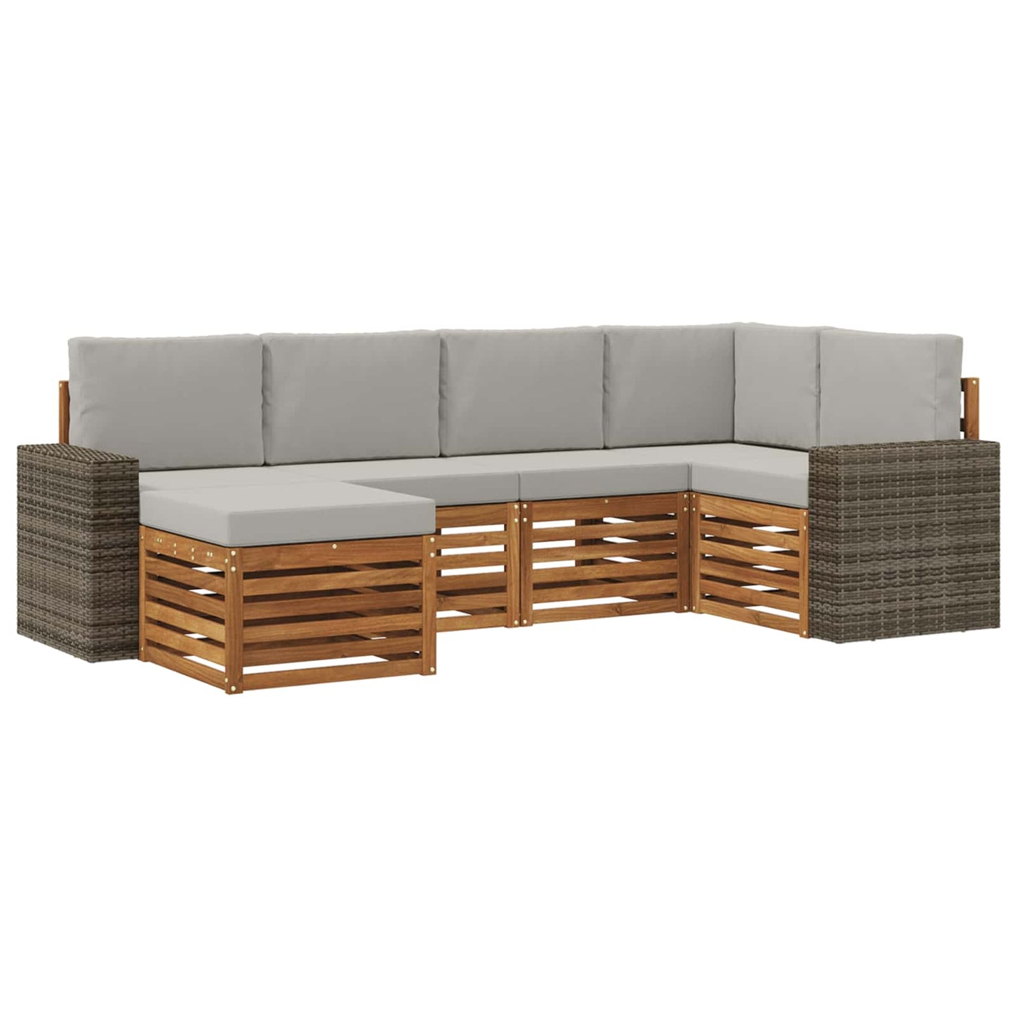 Outdoor-Sofagarnitur 6 stk. Natürlich und Hellgrau Polyester