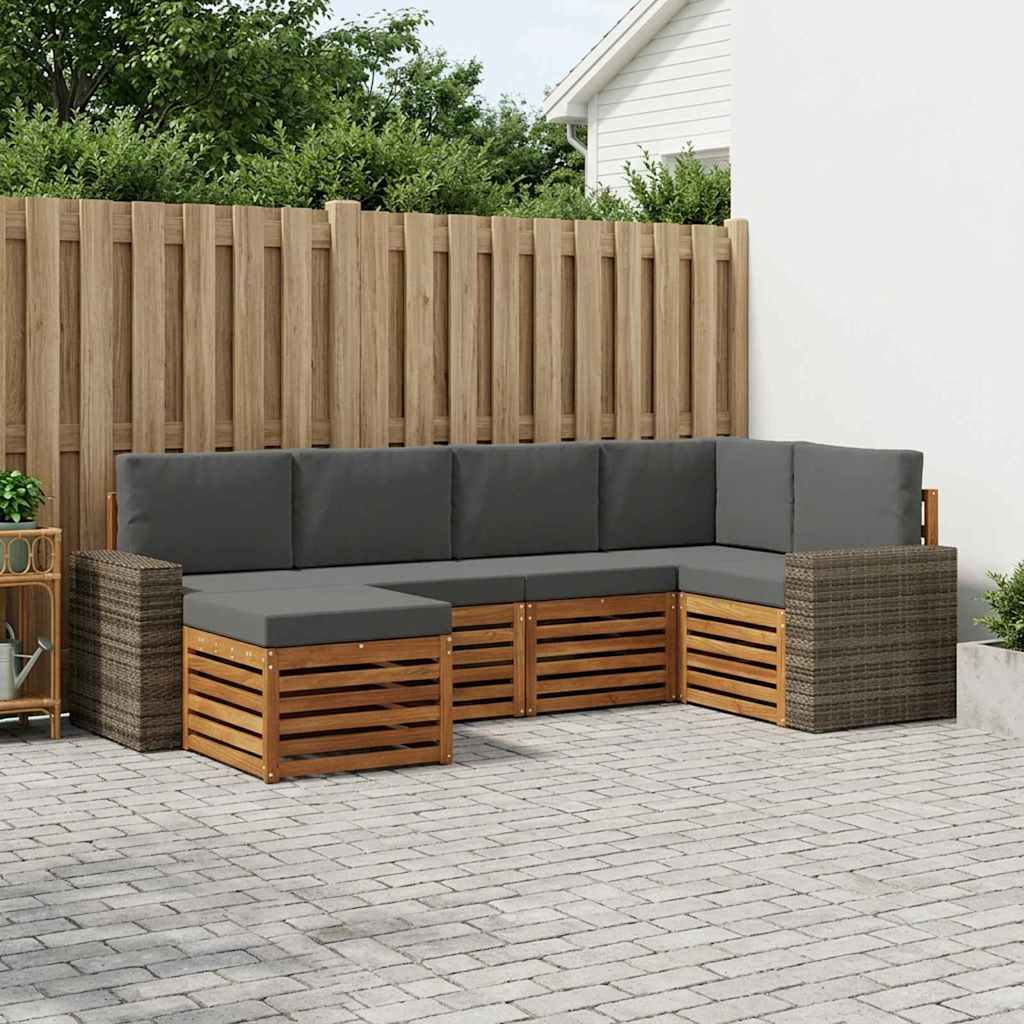 Ecksofa Set mit Kissen 6 pcs Natur und Anthrazit