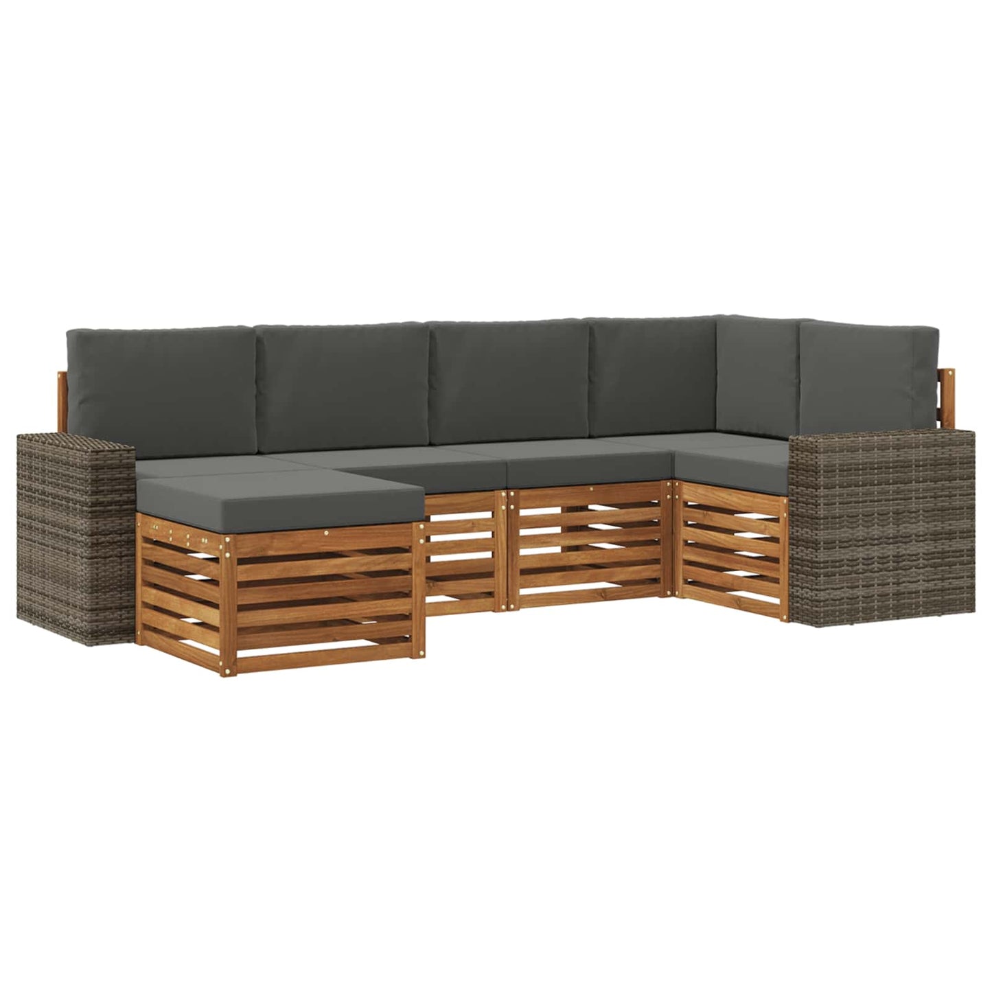 Ecksofa Set mit Kissen 6 pcs Natur und Anthrazit