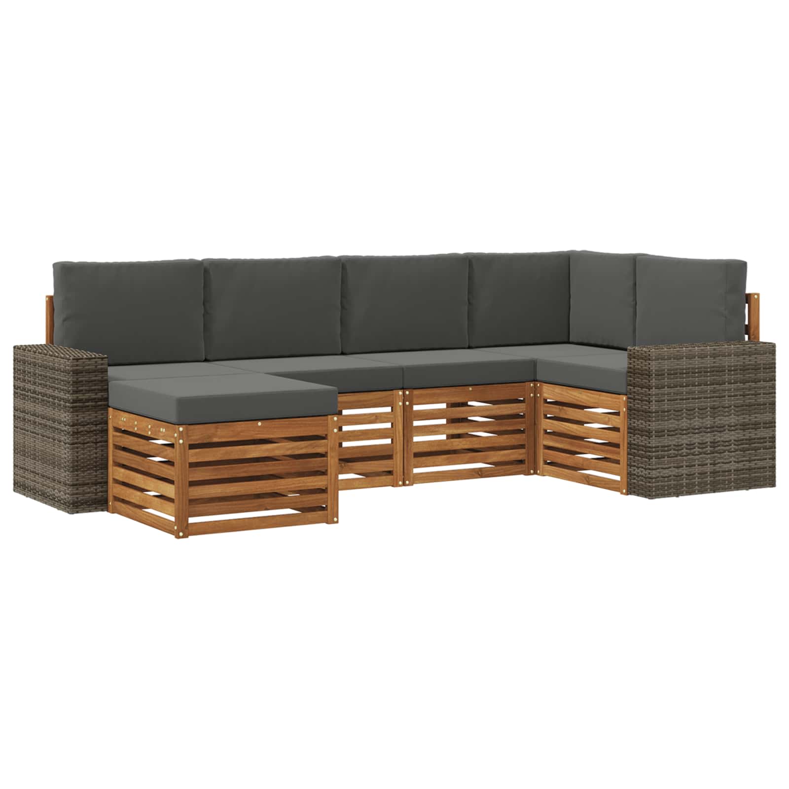 Ecksofa Set mit Kissen 6 pcs Natur und Anthrazit