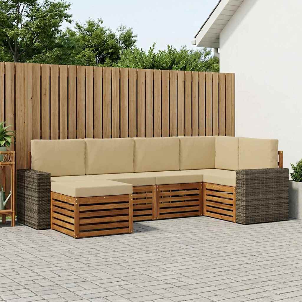 Ecksofa Set mit Kissen 6 pcs Natur und Beige