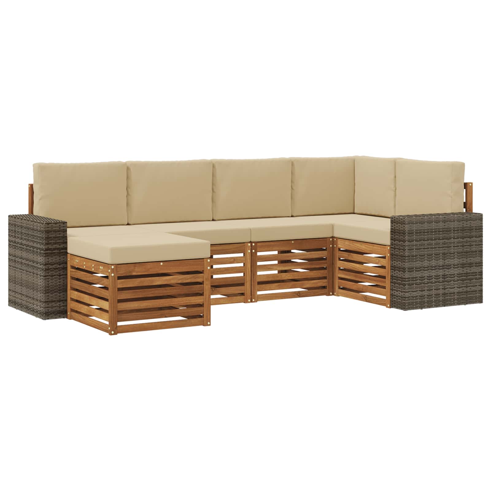 Ecksofa Set mit Kissen 6 pcs Natur und Beige