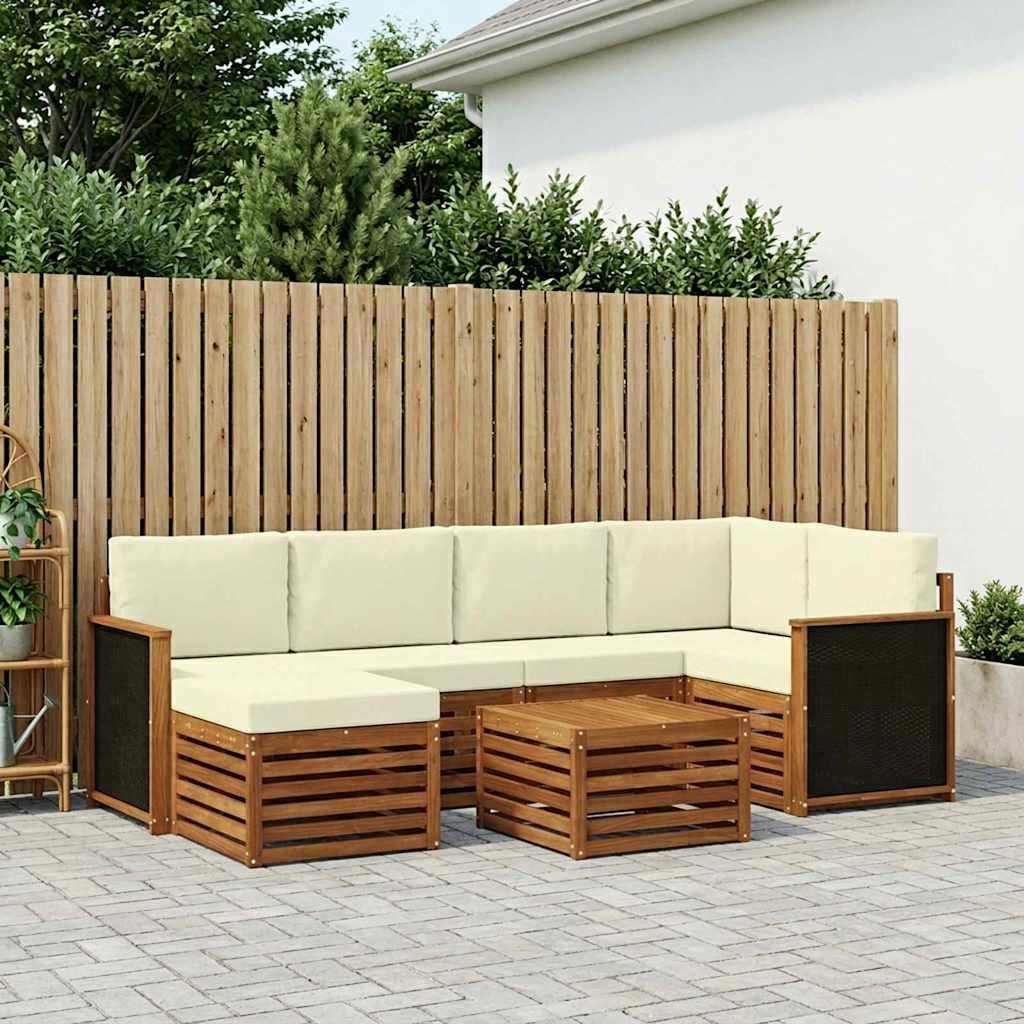 Ecksofa Set mit Kissen 6 pcs Natur und Creme