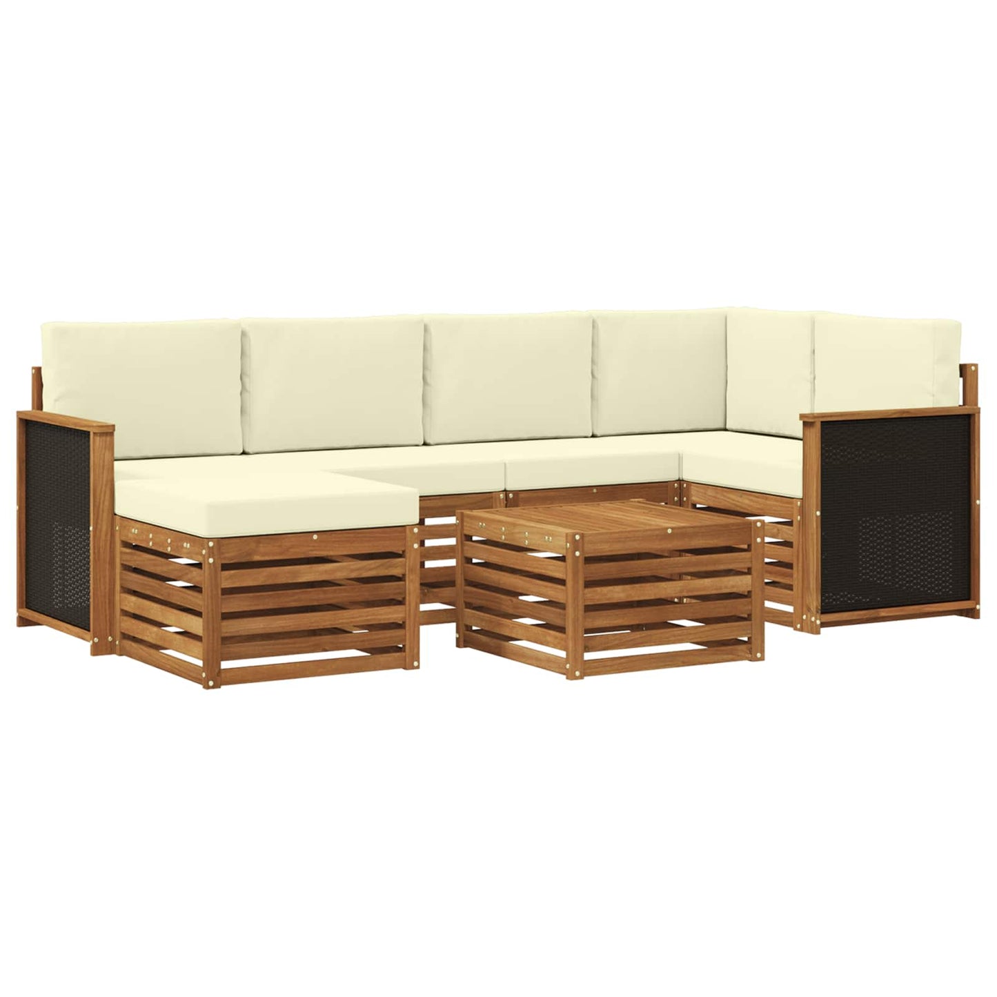 Ecksofa Set mit Kissen 6 pcs Natur und Creme