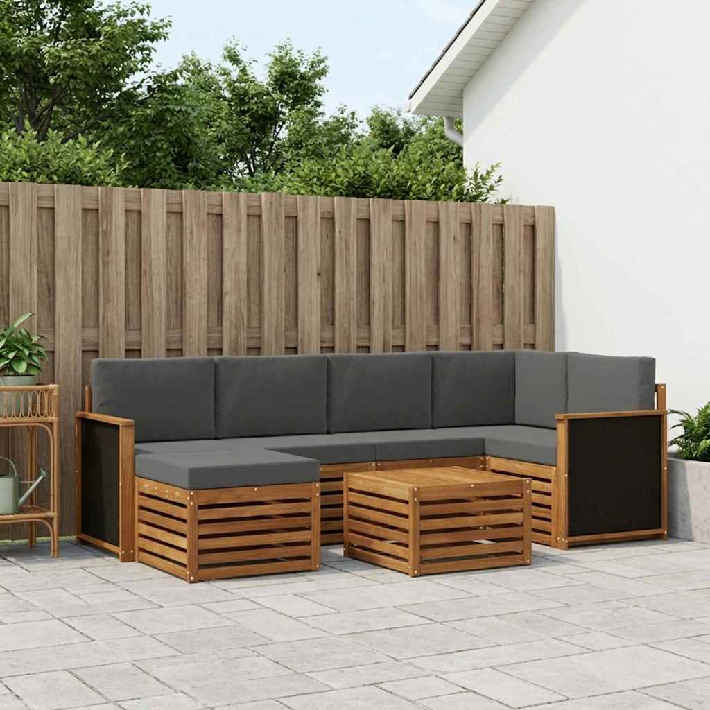 Ecksofa Set mit Kissen 6 pcs Natur und Anthrazit