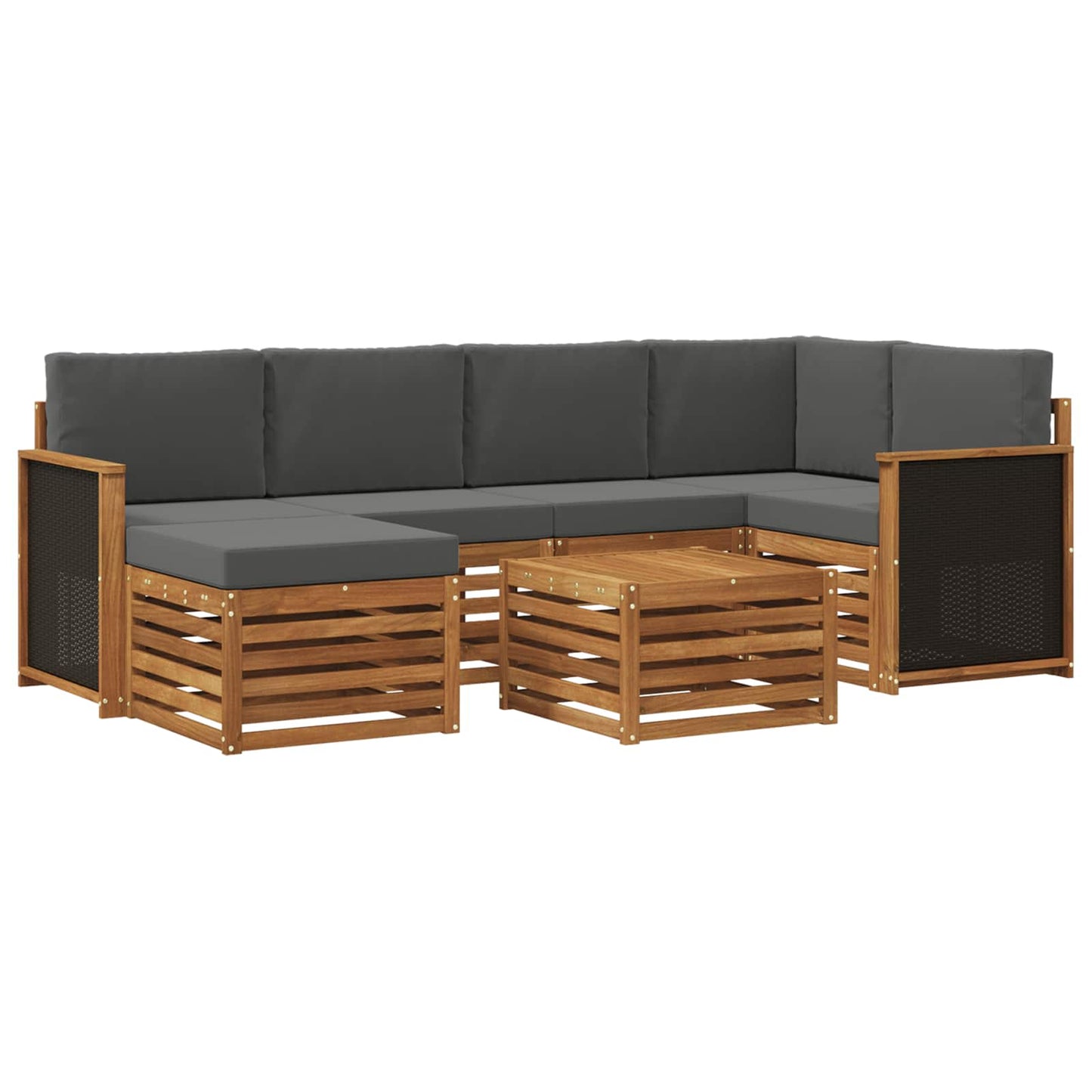 Ecksofa Set mit Kissen 6 pcs Natur und Anthrazit