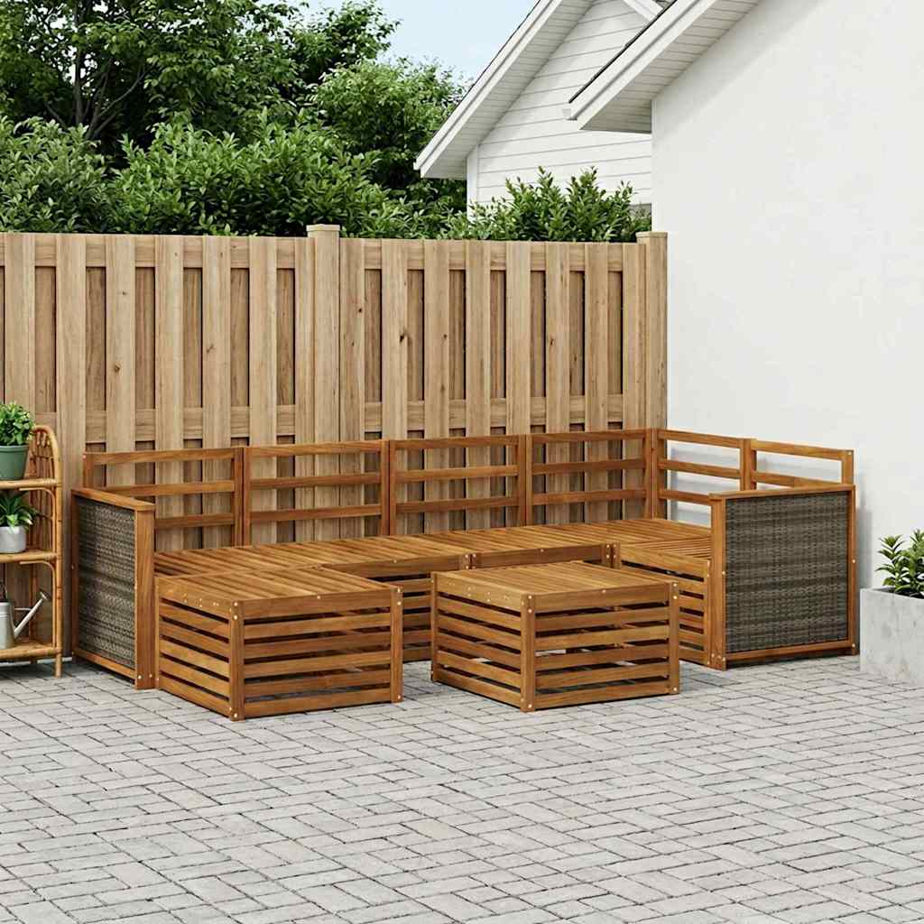 Outdoor-Sofagarnitur 6 stk. Natur Massivholz Akazie