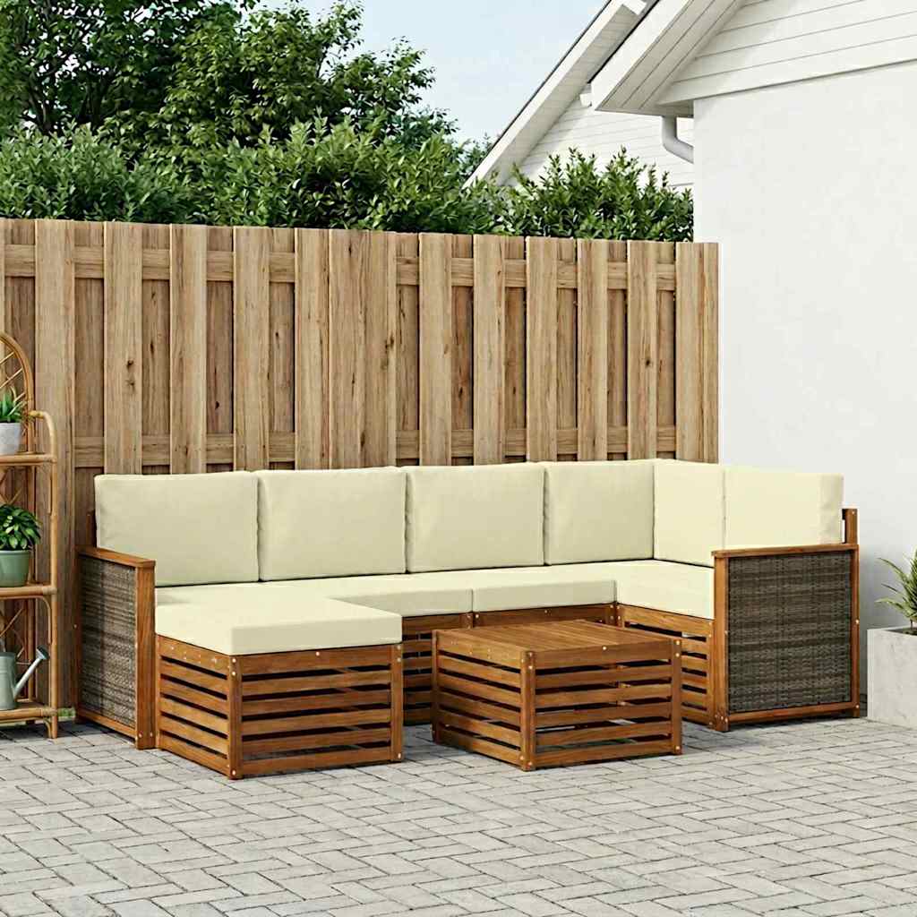 Ecksofa Set mit Kissen 6 pcs Natur und Creme