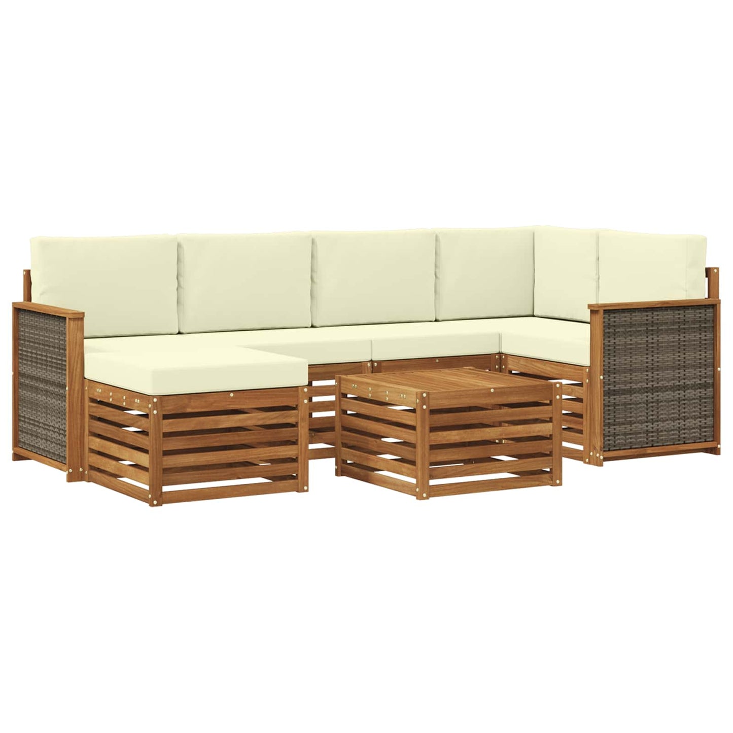 Ecksofa Set mit Kissen 6 pcs Natur und Creme