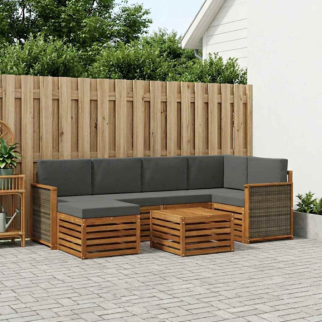 Ecksofa Set mit Kissen 6 pcs Natur und Anthrazit