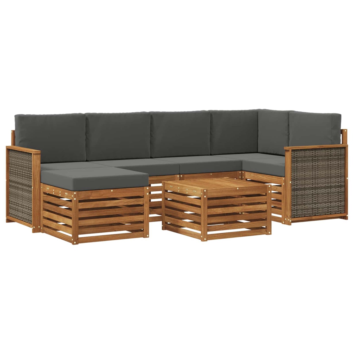Ecksofa Set mit Kissen 6 pcs Natur und Anthrazit