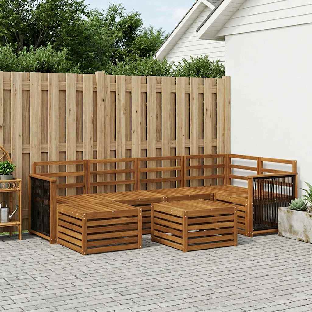 Outdoor-Sofagarnitur 6 stk. Natur Massivholz Akazie