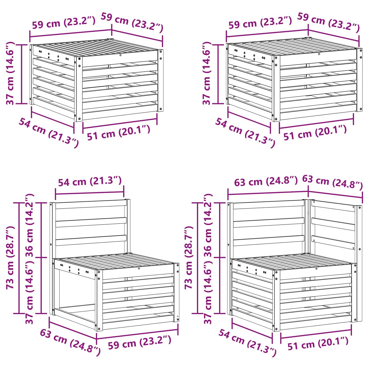 Outdoor-Sofagarnitur 6 stk. Natur Massivholz Akazie