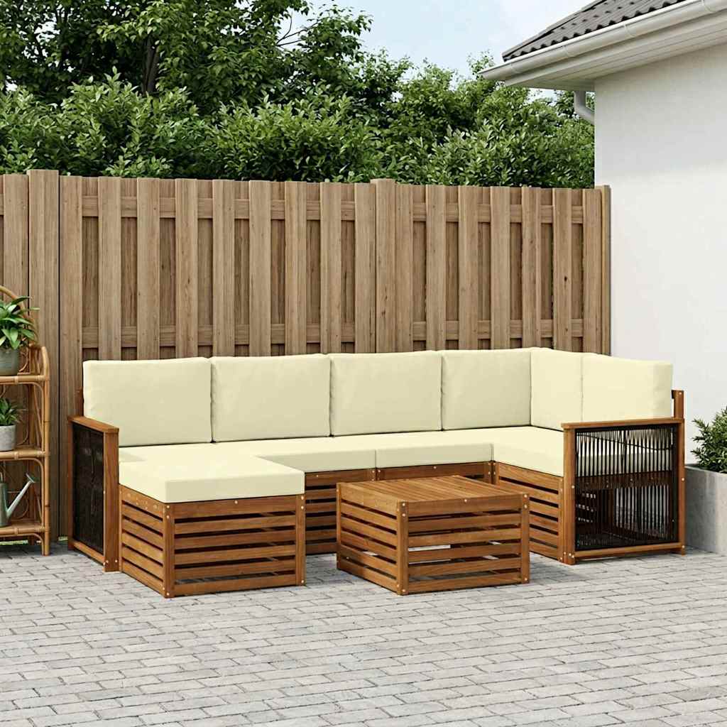 Ecksofa Set mit Kissen 6 pcs Natur und Creme