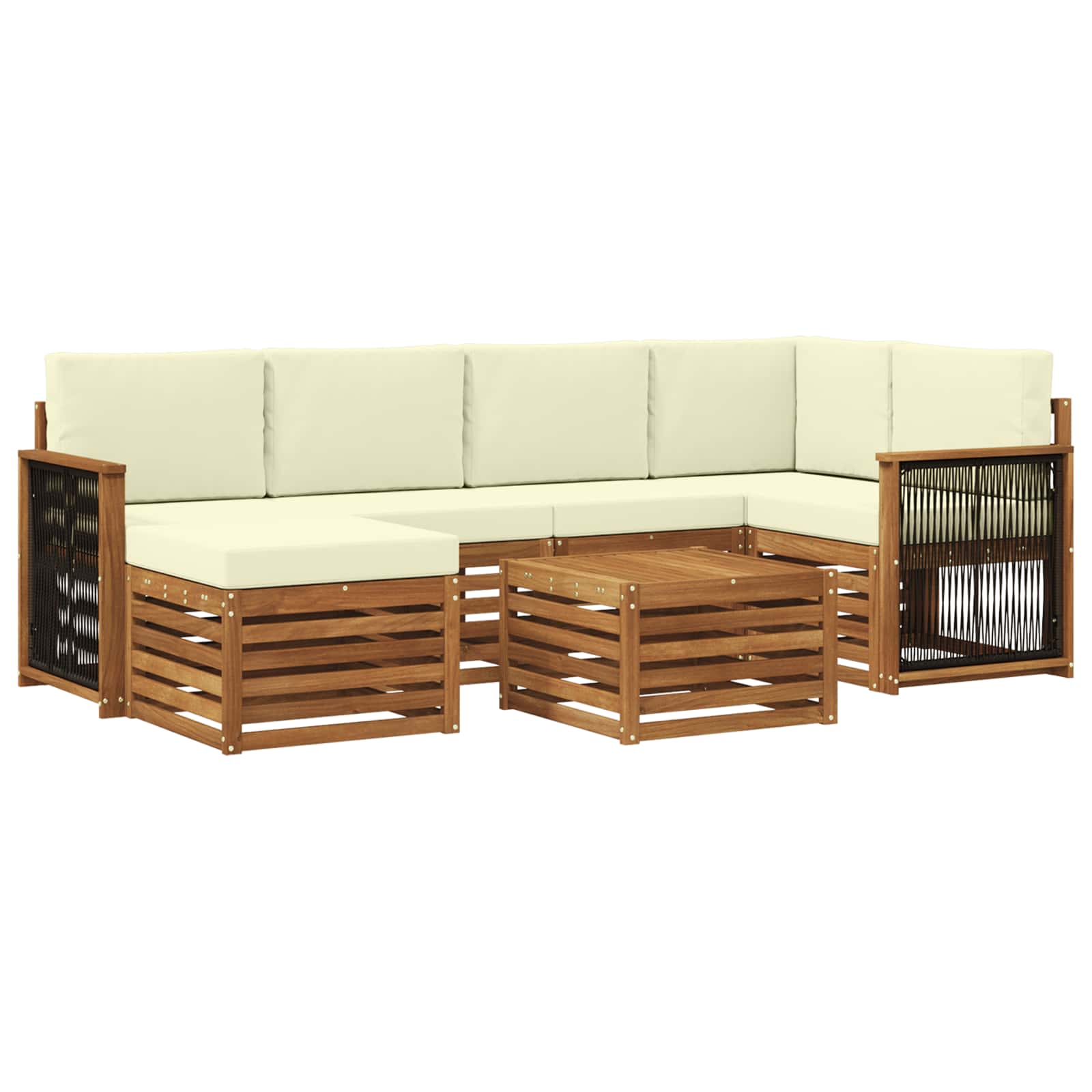 Ecksofa Set mit Kissen 6 pcs Natur und Creme