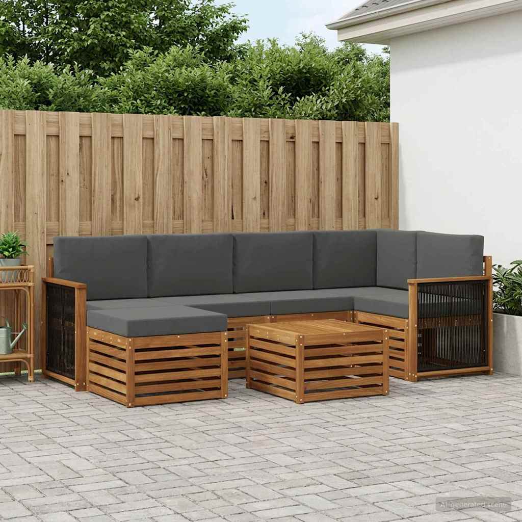 Ecksofa Set mit Kissen 6 pcs Natur und Anthrazit