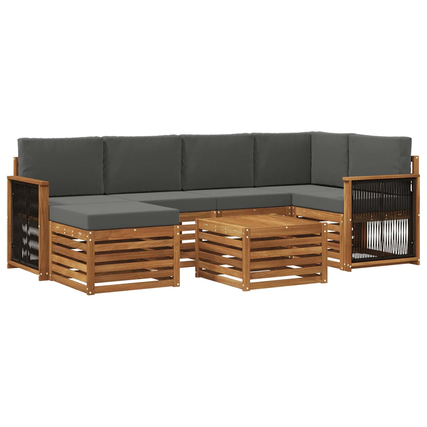 Ecksofa Set mit Kissen 6 pcs Natur und Anthrazit
