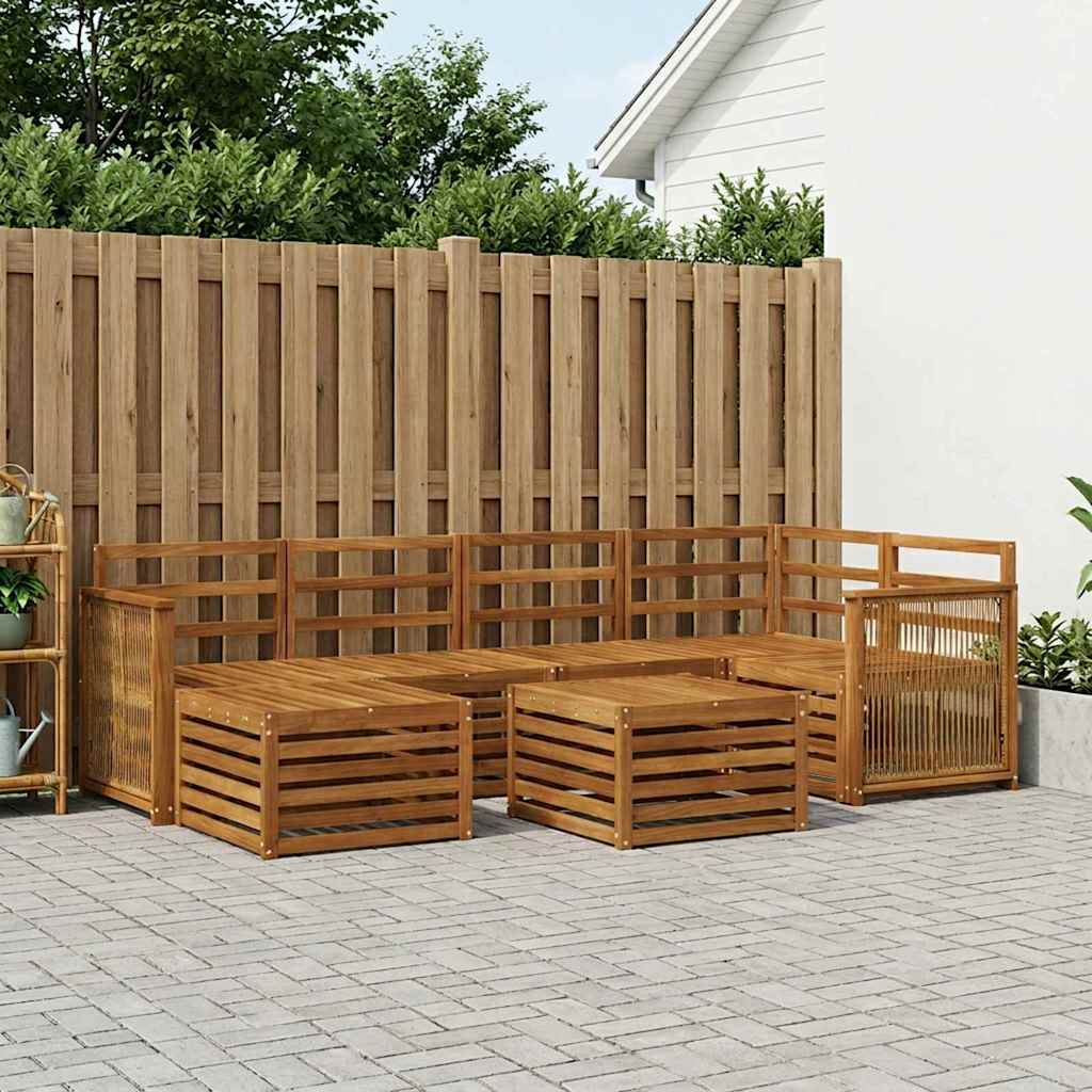 Outdoor-Sofagarnitur 6 stk. Natur Massivholz Akazie