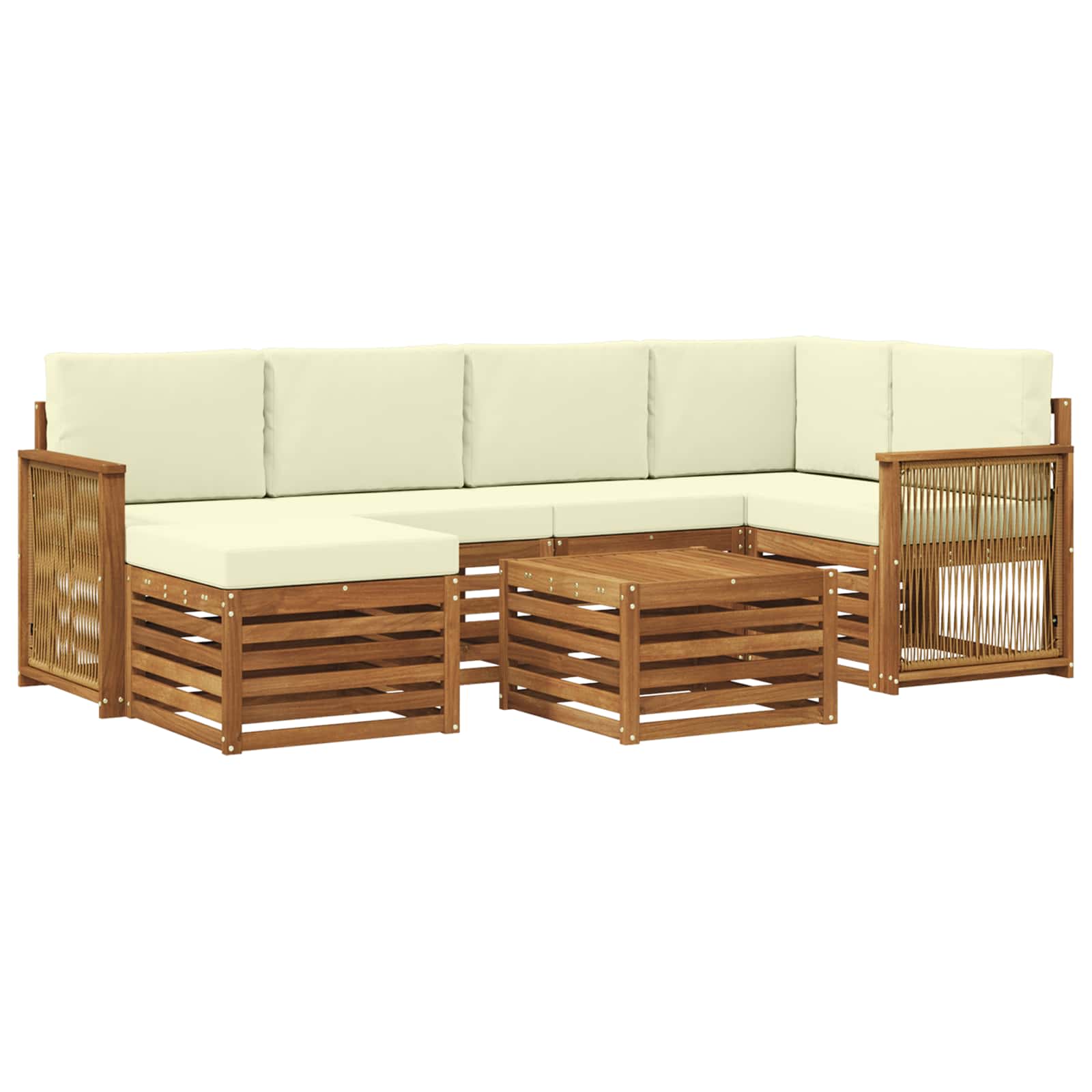 Ecksofa Set mit Kissen 6 pcs Natur und Creme