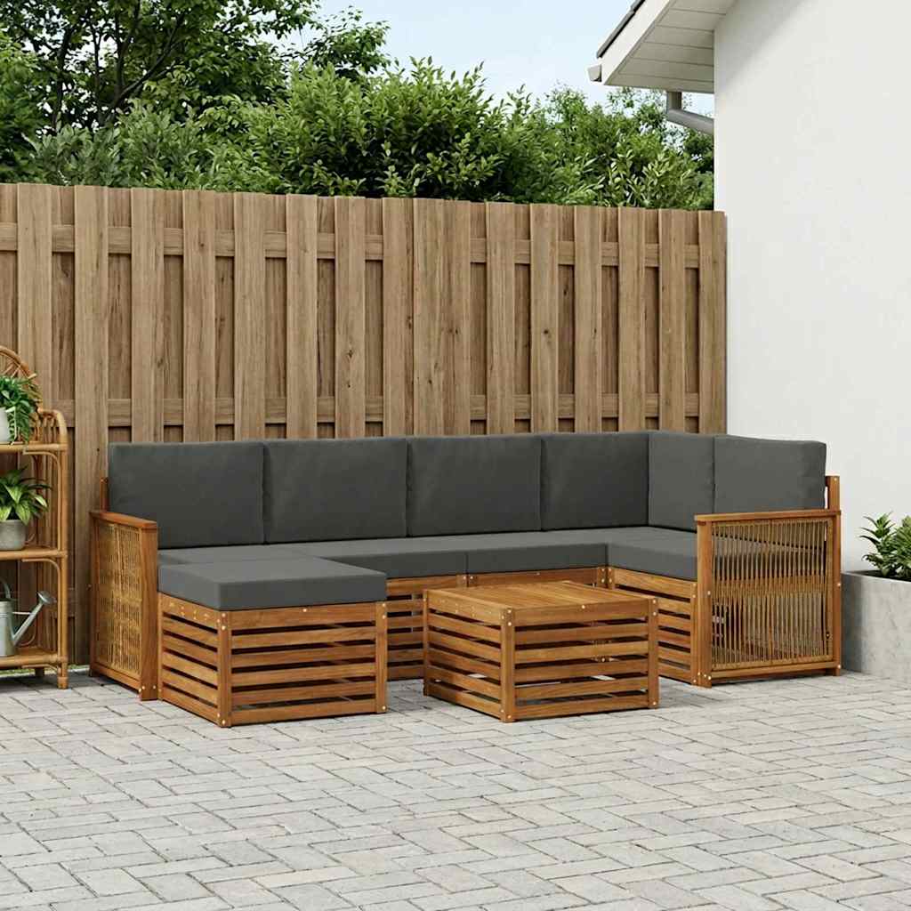 Ecksofa Set mit Kissen 6 pcs Natur und Anthrazit