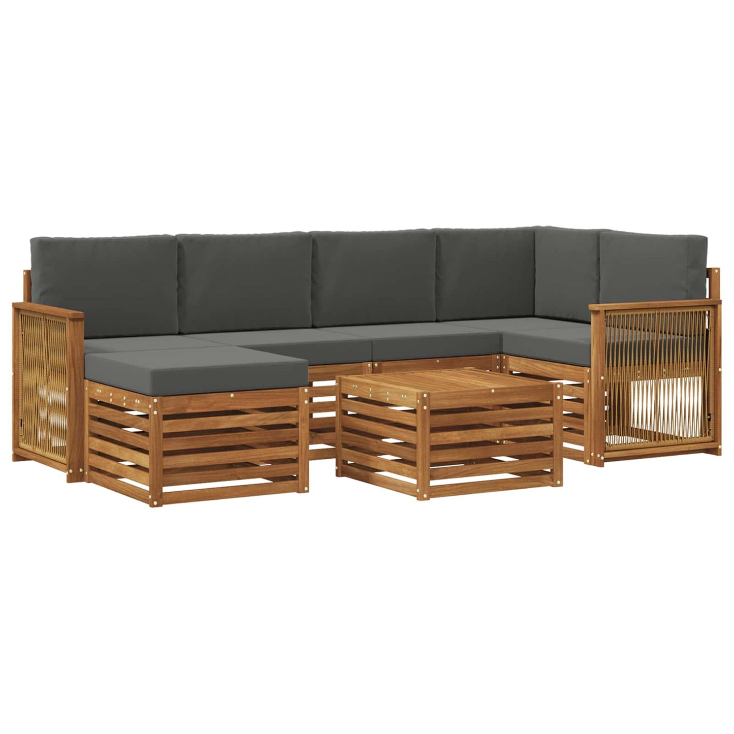 Ecksofa Set mit Kissen 6 pcs Natur und Anthrazit
