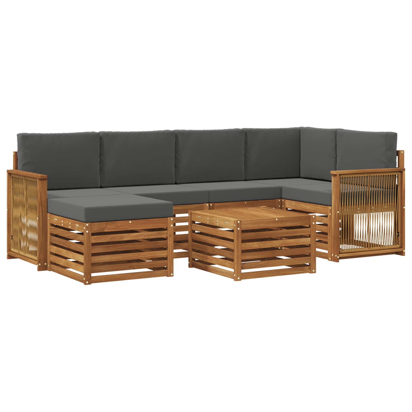 Ecksofa Set mit Kissen 6 pcs Natur und Anthrazit