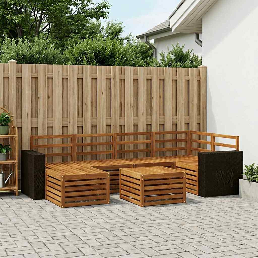 Outdoor-Sofagarnitur 7 stk. Natur Polyester