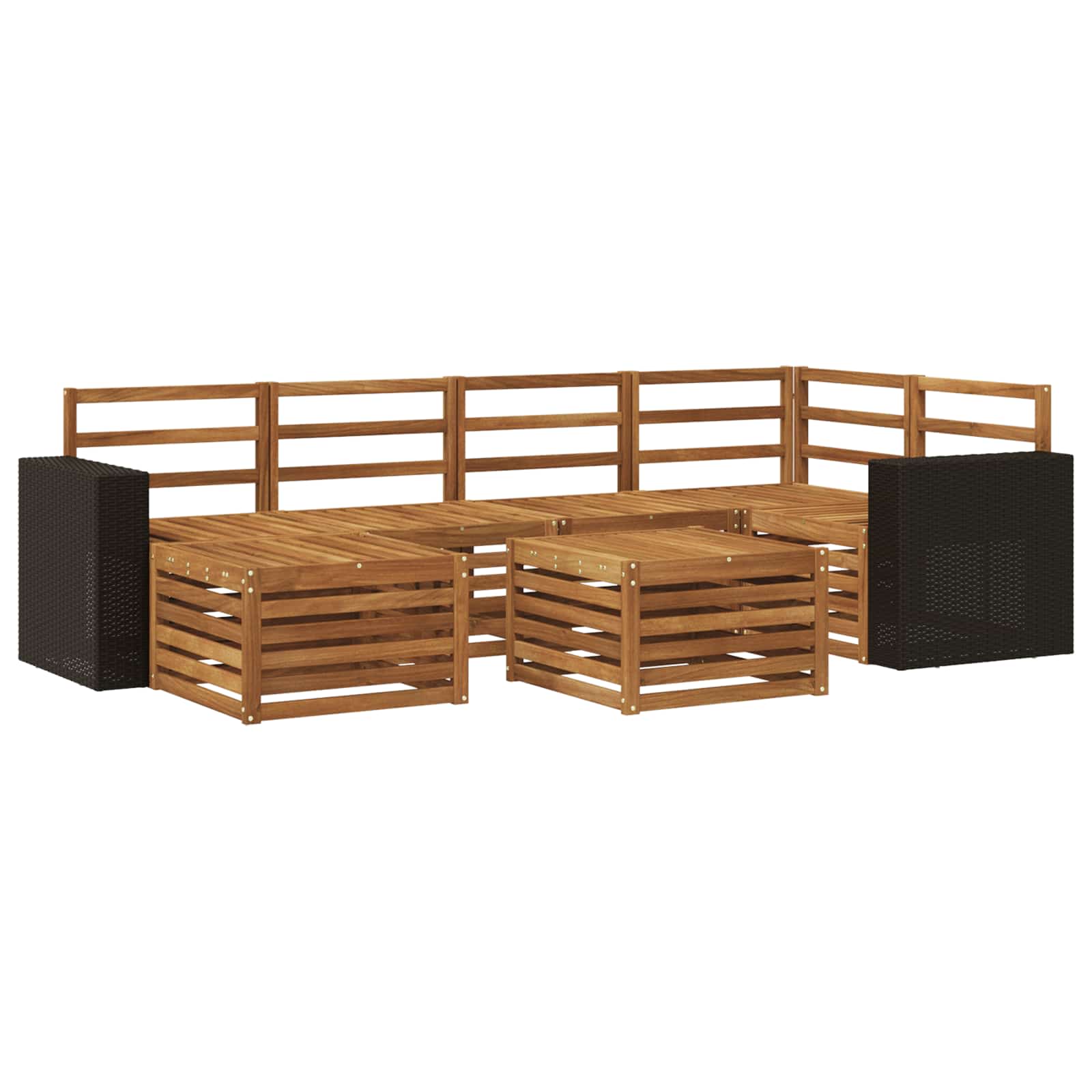 Outdoor-Sofagarnitur 7 stk. Natur Polyester