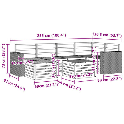Outdoor-Sofagarnitur 7 stk. Natur Polyester
