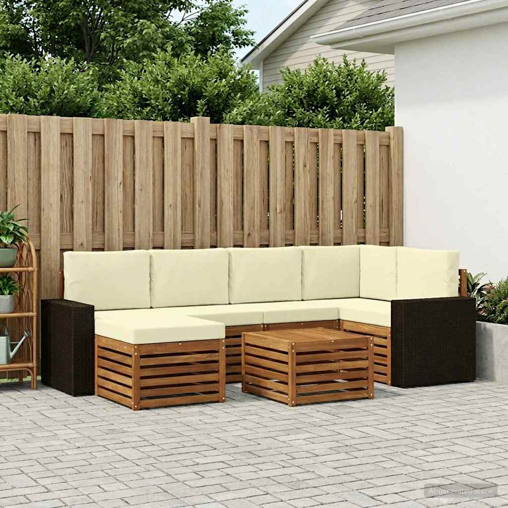 Ecksofa Set mit Kissen 7 pcs Natur und Creme