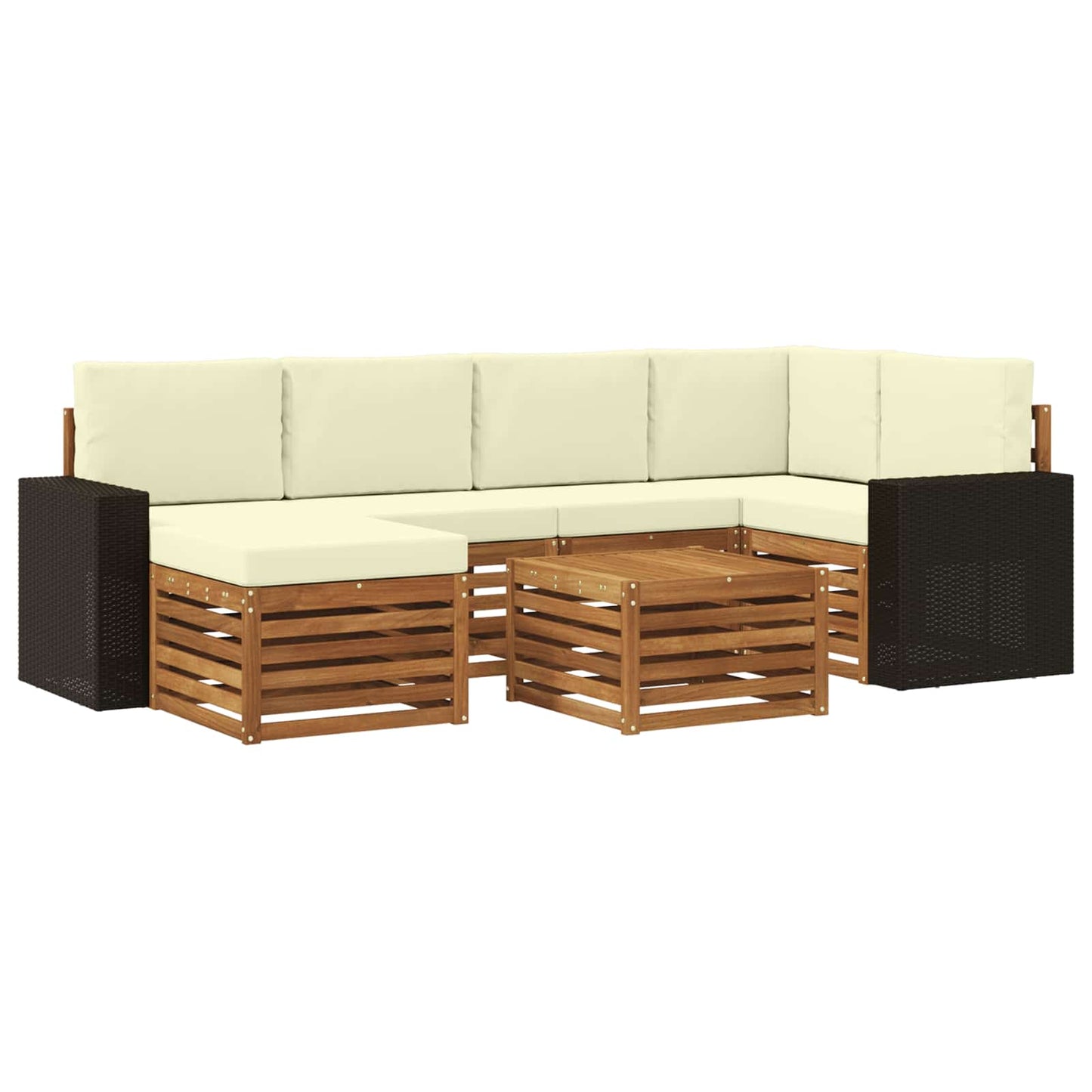 Ecksofa Set mit Kissen 7 pcs Natur und Creme