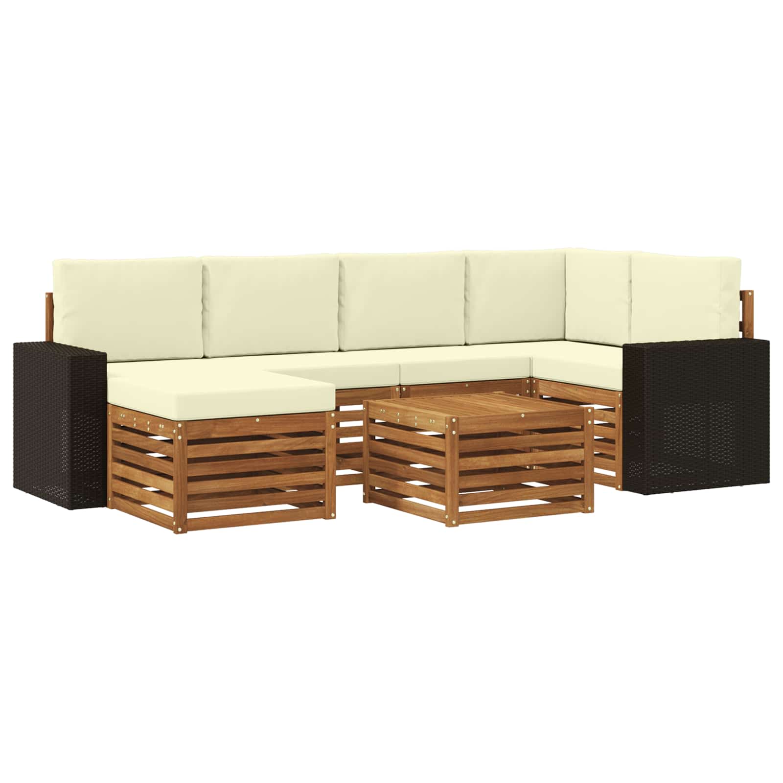 Ecksofa Set mit Kissen 7 pcs Natur und Creme