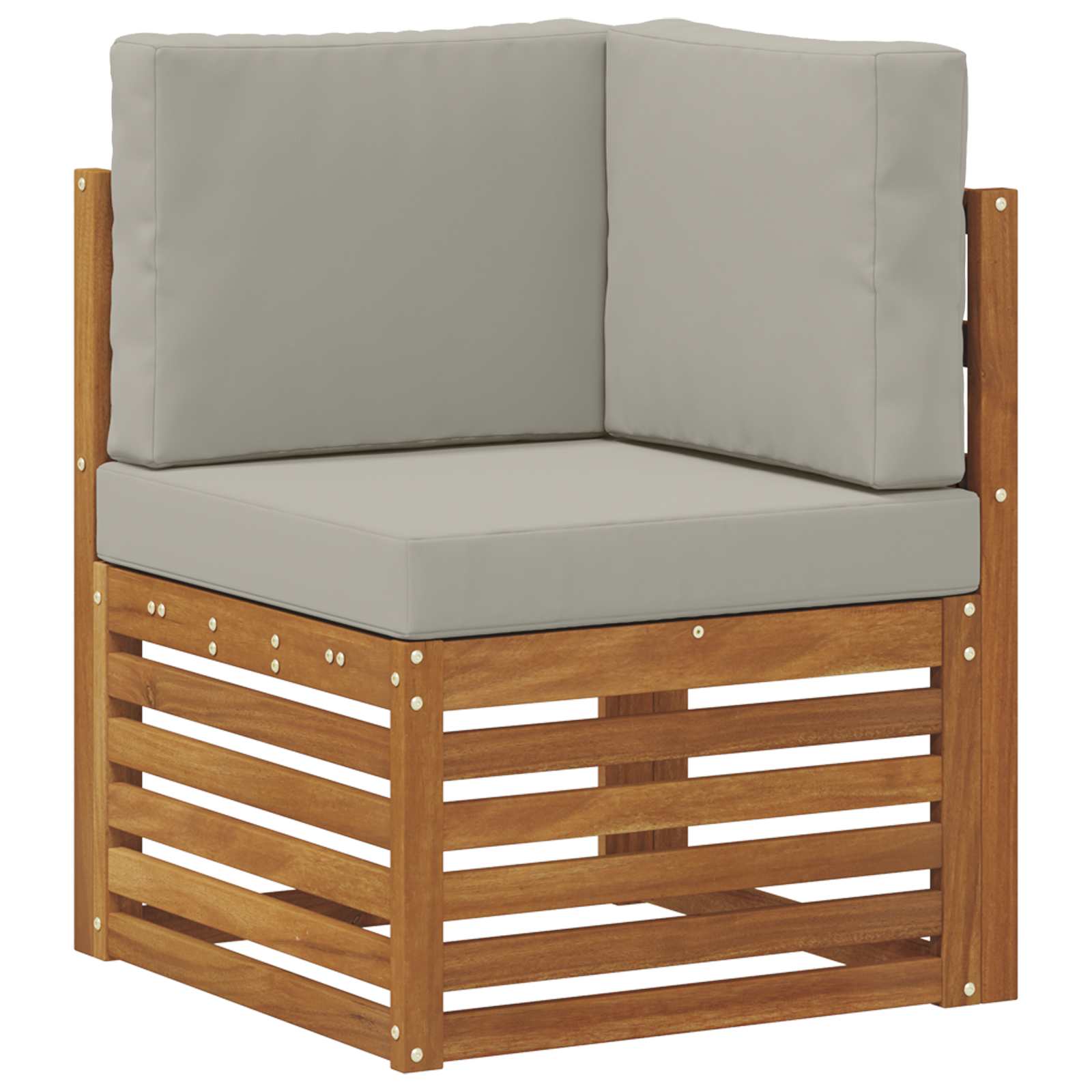 Outdoor-Sofagarnitur 7 stk. Natürlich und Hellgrau Polyester