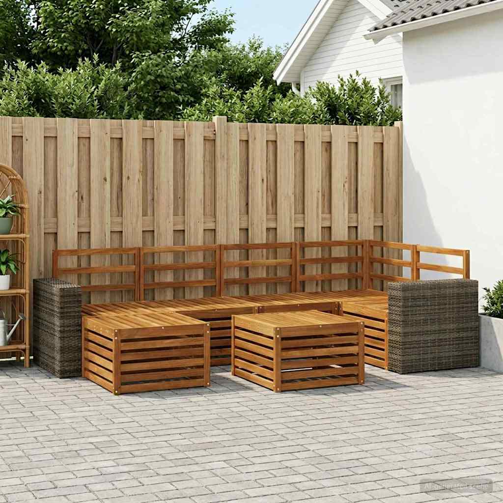 Outdoor-Sofagarnitur 7 stk. Natur Polyester