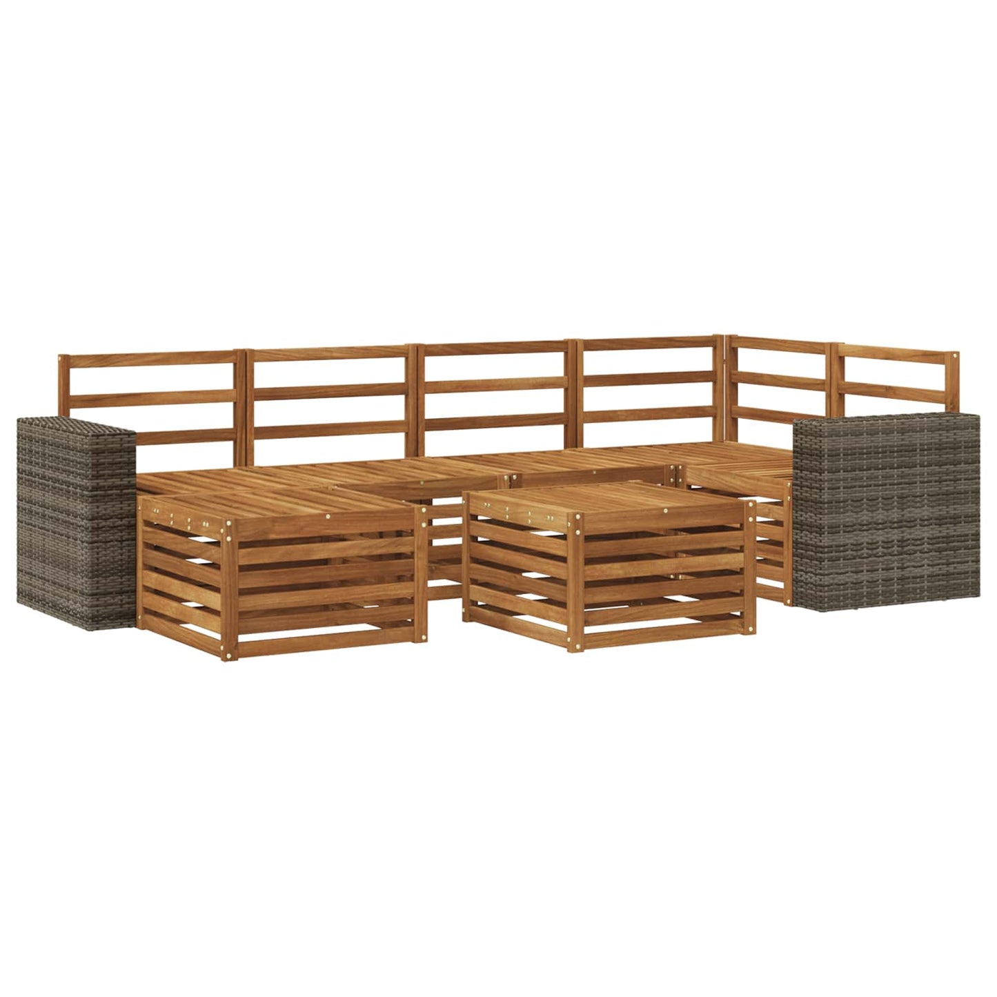 Outdoor-Sofagarnitur 7 stk. Natur Polyester