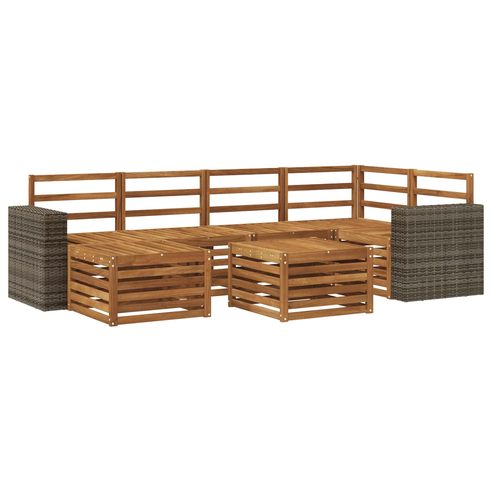 Outdoor-Sofagarnitur 7 stk. Natur Polyester