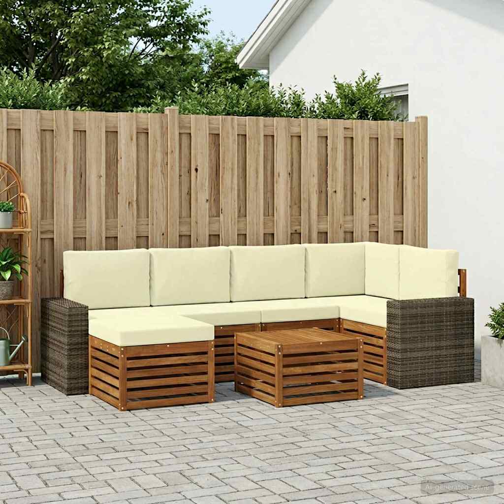 Ecksofa Set mit Kissen 7 pcs Natur und Creme