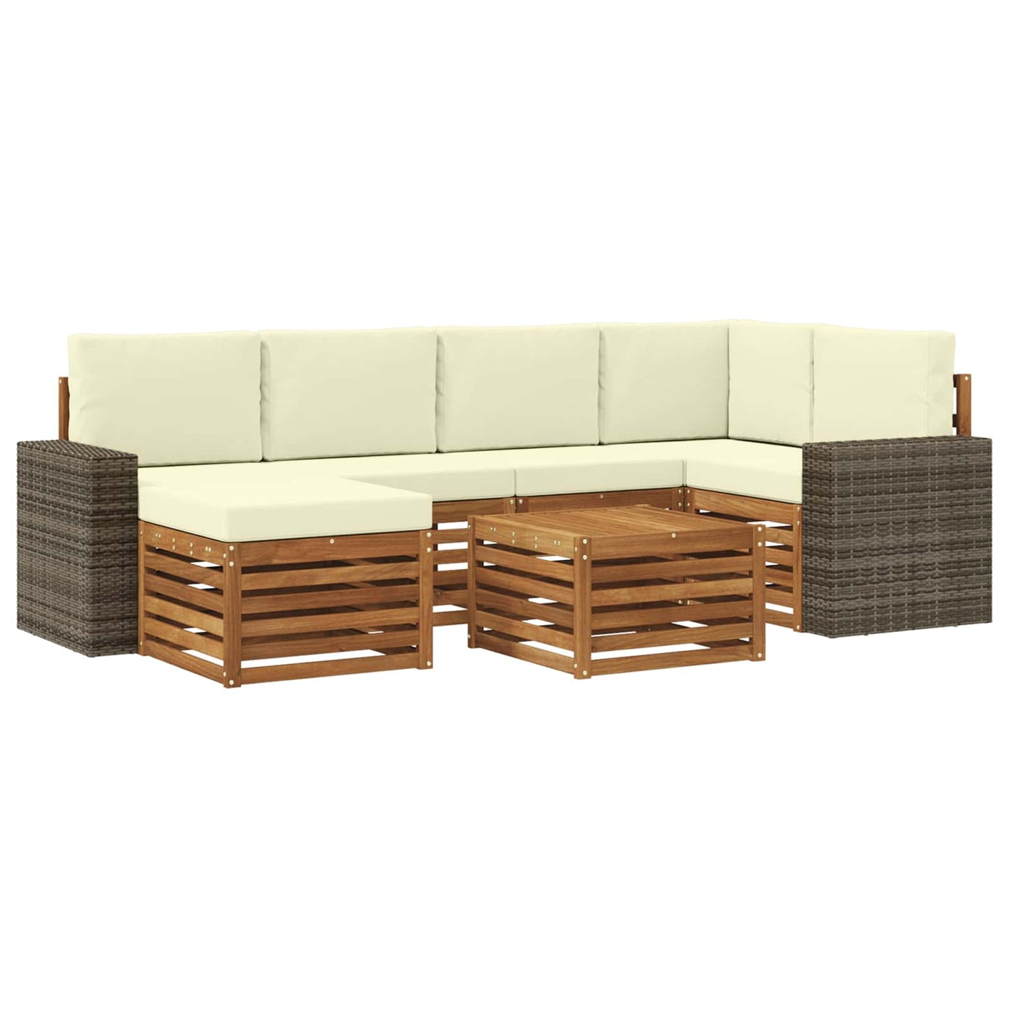 Ecksofa Set mit Kissen 7 pcs Natur und Creme