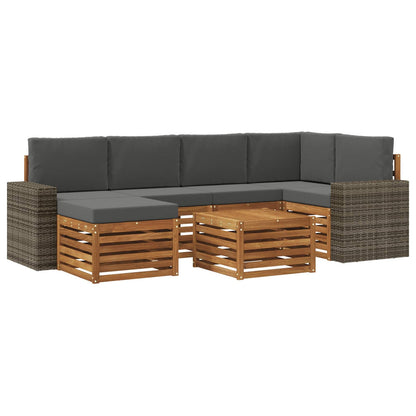 Outdoor-Sofagarnitur 7 stk. Natur und Anthrazit Polyester