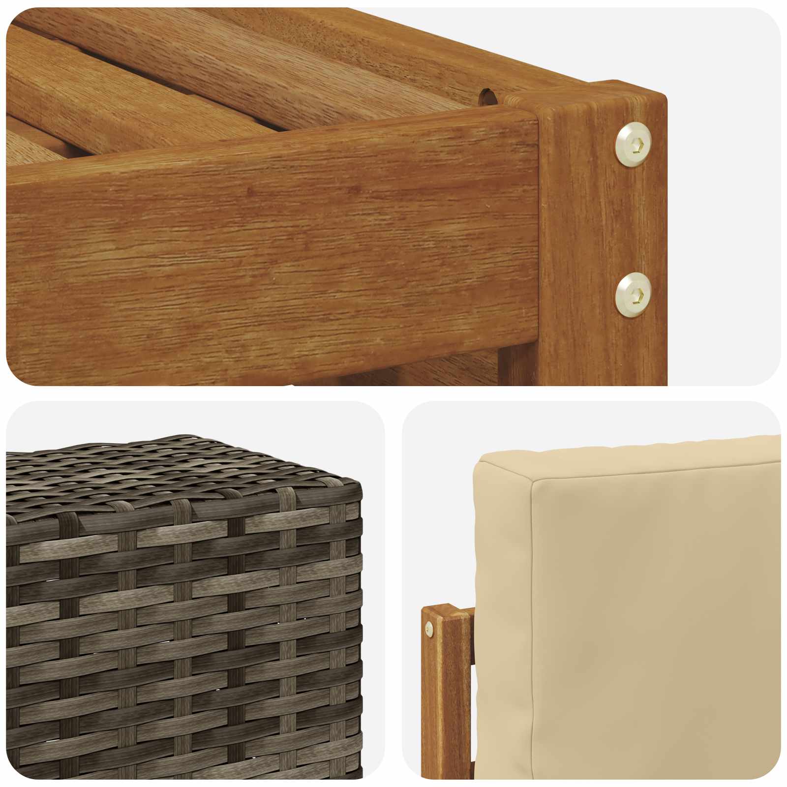 Outdoor-Sofagarnitur 7 stk. Natur und Beige Polyester
