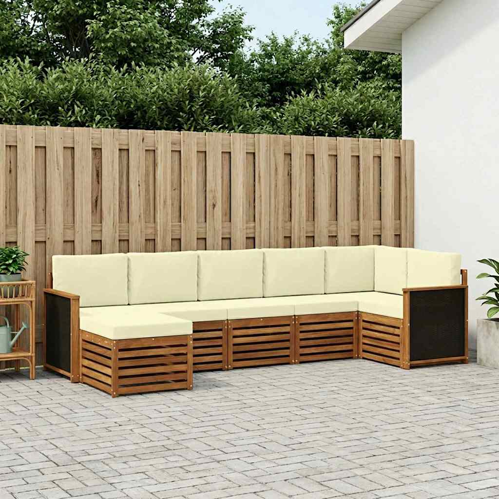 Ecksofa Set mit Kissen 6 pcs Natur und Creme