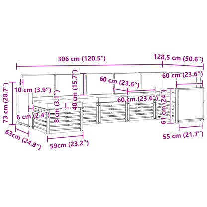 Outdoor-Sofagarnitur 6 stk. Natur und Creme