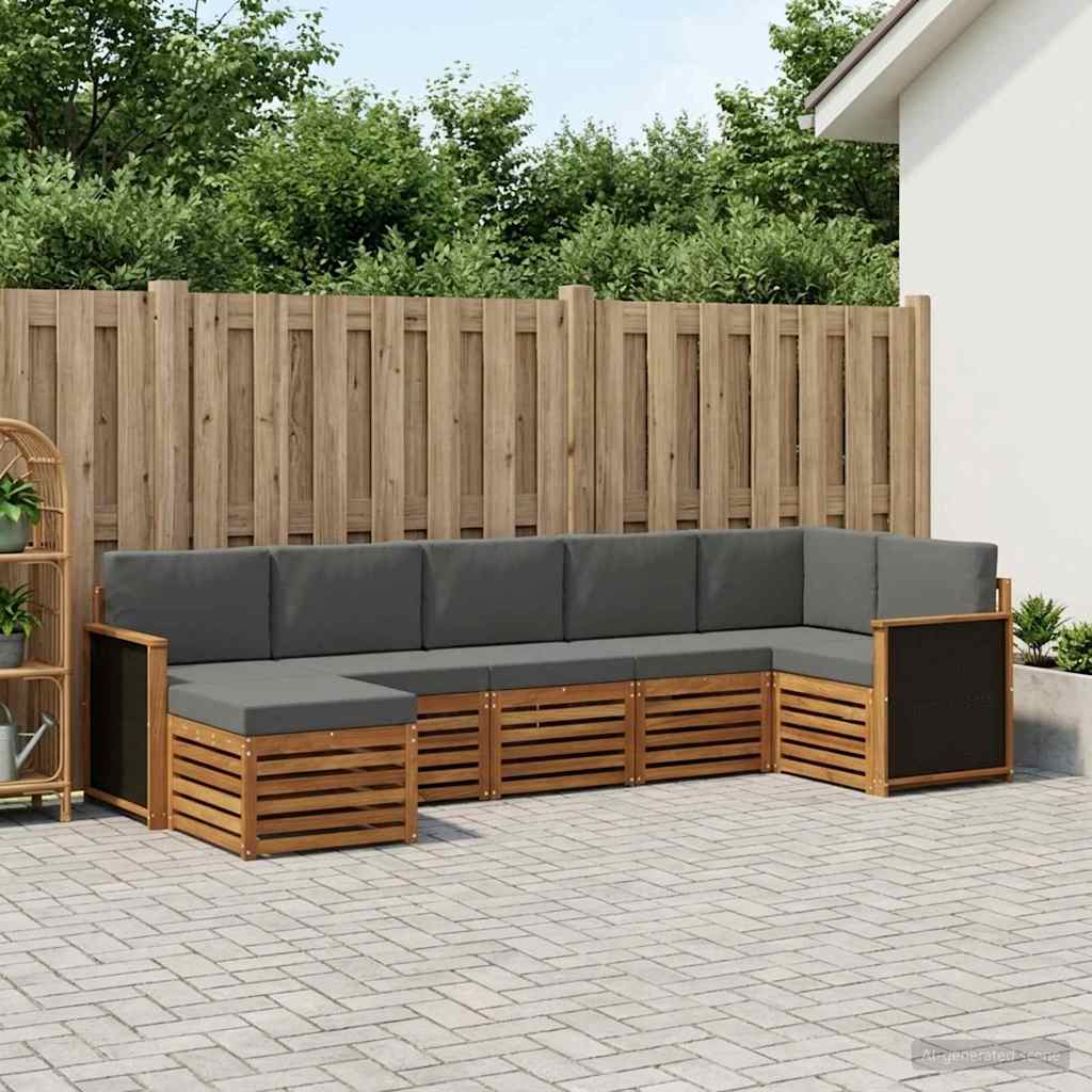 Ecksofa Set mit Kissen 6 pcs Natur und Anthrazit