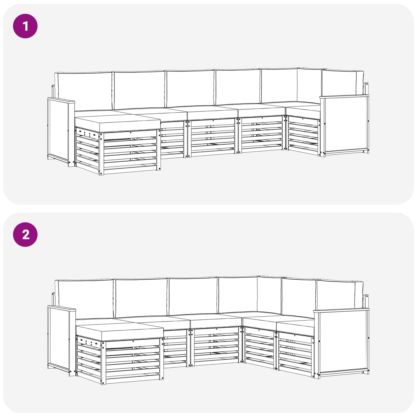 Outdoor-Sofagarnitur 6 stk. Natur