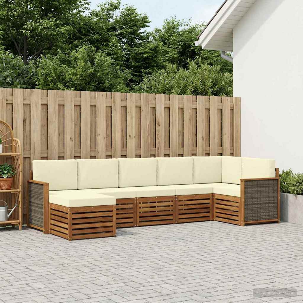 Ecksofa Set mit Kissen 6 pcs Natur und Creme