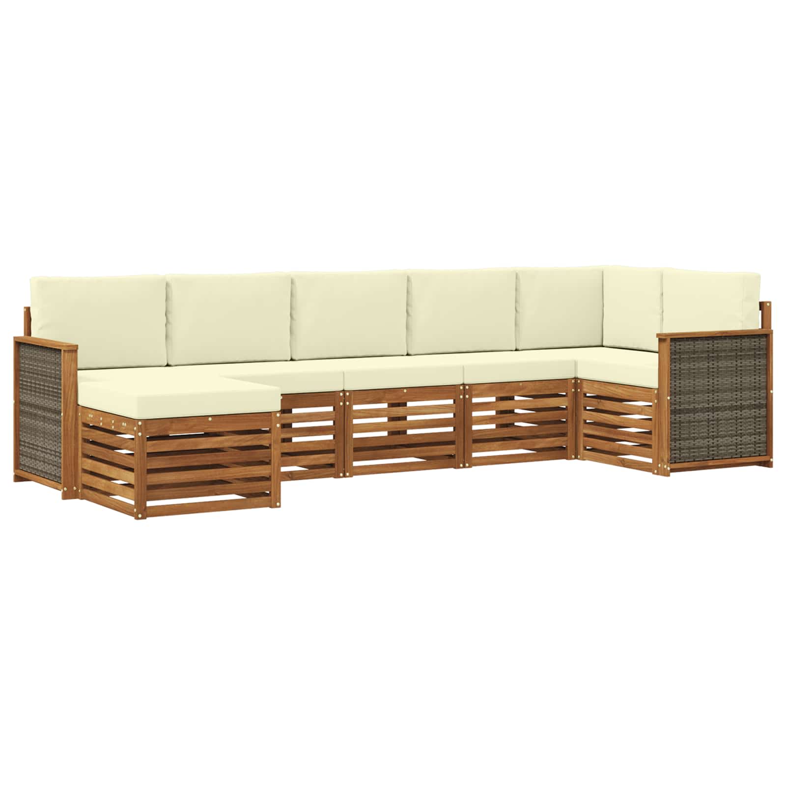 Ecksofa Set mit Kissen 6 pcs Natur und Creme