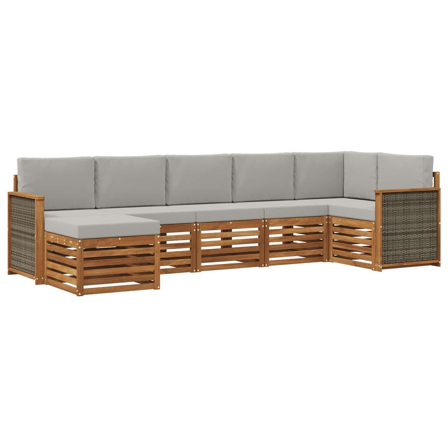 Outdoor-Sofagarnitur 6 stk. Natürlich und Hellgrau