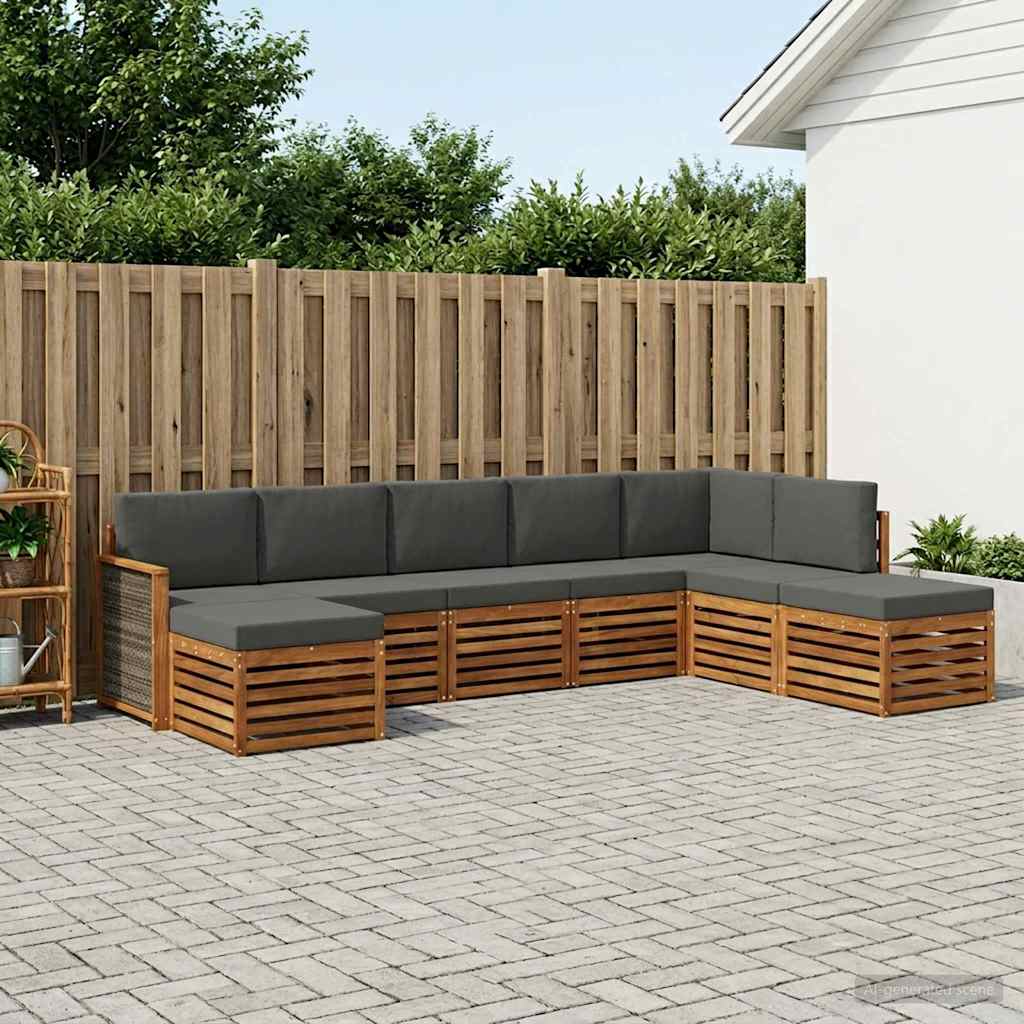 Ecksofa Set mit Kissen 6 pcs Natur und Anthrazit
