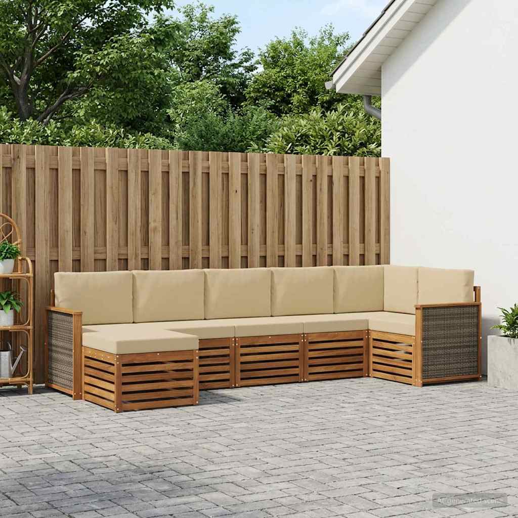 Outdoor-Sofagarnitur 6 stk. Natur