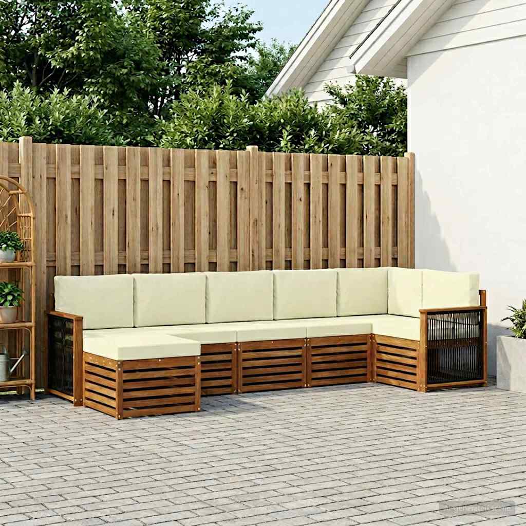 Ecksofa Set mit Kissen 6 pcs Natur und Creme